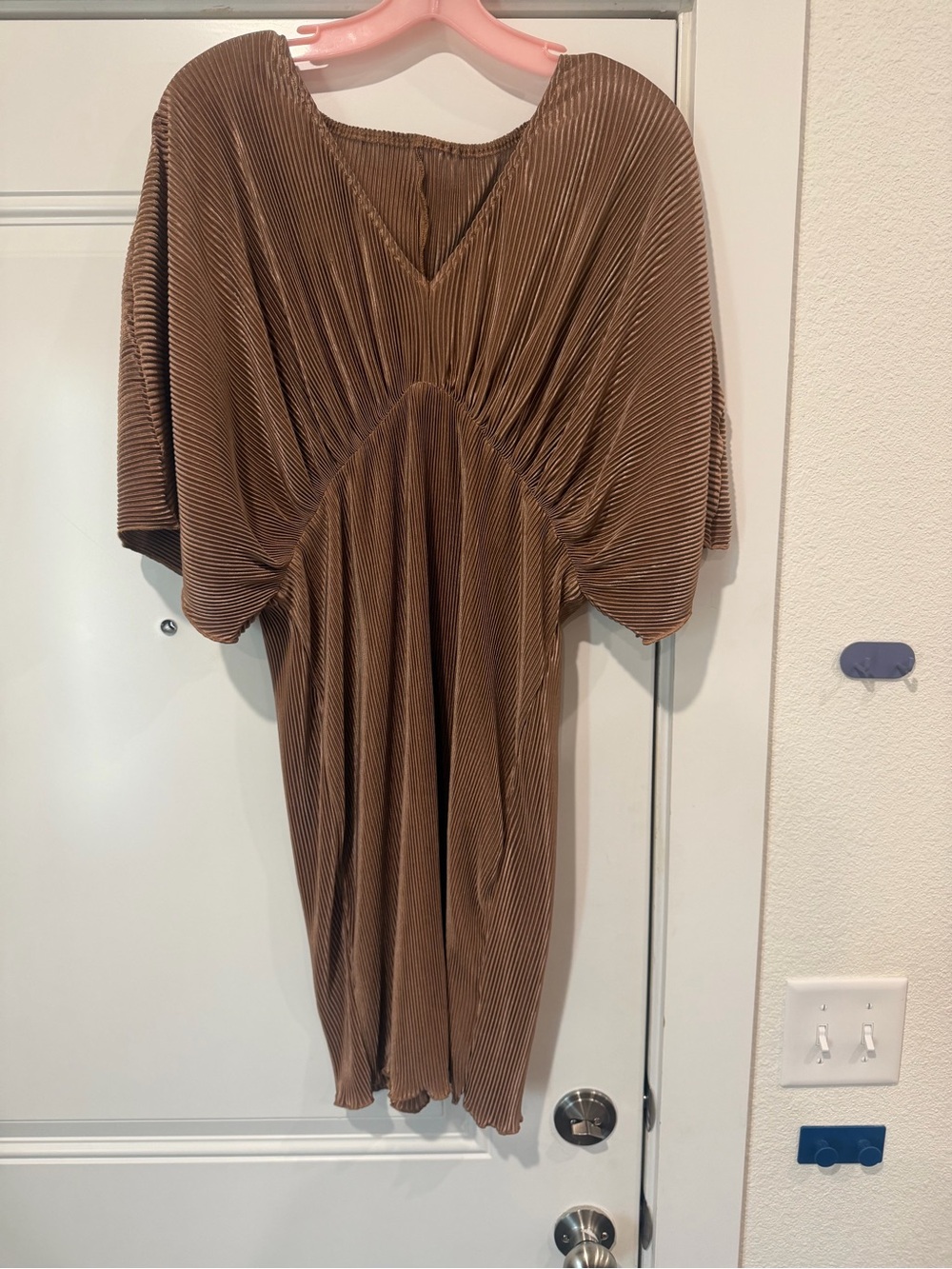 SHEIN Brown Pleated Maxi Dress